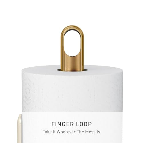 simplehuman Tension Arm Countertop Paper Towel Holder, Easy One-Handed Tear, Standing Weighted Base with Finger Loop, Heavy Duty, Brass Stainless Steel - color: Brass Stainless Steel
