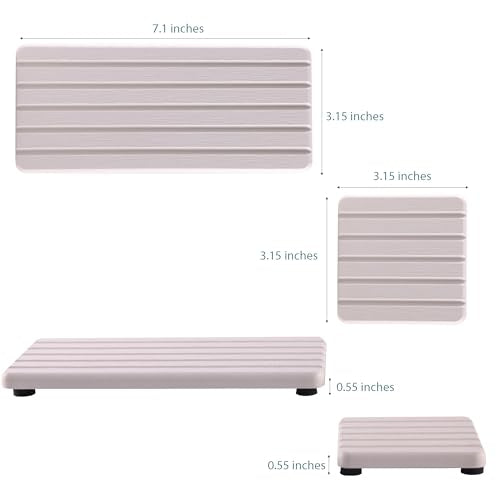 NiuYichee Set of 4 Water Absorbent Diatomite Coasters, Diatomaceous Earth Kitchen Soap Dish, Bathroom Trays, Water Absorbing Stone Used for Hand Soaps & Plants & Toiletries in The Modern Home - color: Set of 4 White With Grooves