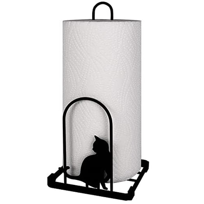Paper Towel Holder, Kitchen Countertop Paper Towel Stand, Fits Standard Jumbo Roll in Dining Table or Bathroom, Metal Toilet Paper Dispenser with Heavy Duty Base (Black) - color: Black