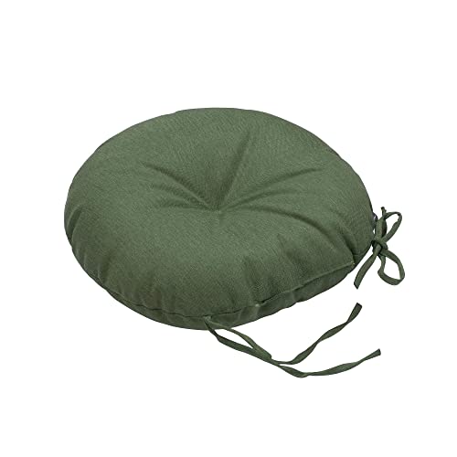 Magpie Fabrics 15" Round Bistro Seat Cushions with Ties, Set of 2, Waterproof All Weather Tufted 4" Thick Patio Chair Pads for Home Garden Dining Metal Stool - Green - color: Green