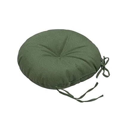 Magpie Fabrics 15" Round Bistro Seat Cushions with Ties, Set of 2, Waterproof All Weather Tufted 4" Thick Patio Chair Pads for Home Garden Dining Metal Stool - Green - color: Green