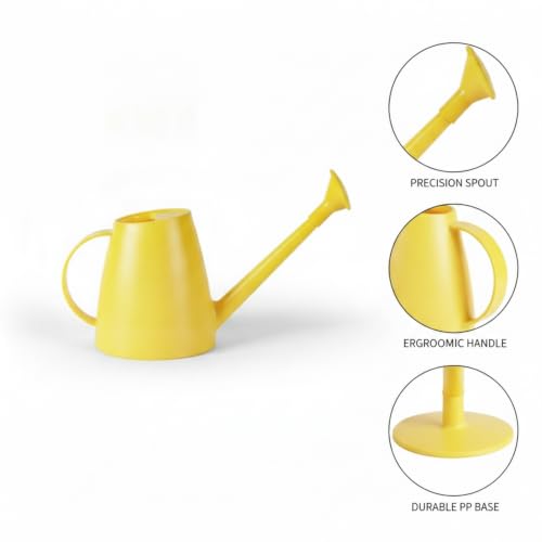 1.8L Long Spout Watering Can for Indoor Plants, Durable PP Plastic Pot Waterer with Precise Flow Control for Home Garden, Balcony & Windowsill - color: Yellow