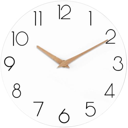 cicininc 12 Inch Battery Operated Wall Clock, Silent Analog, White | Kitchen | Office | Bedroom | Modern Style | Easy-to-read Numbers - color: B_white, size: 12"