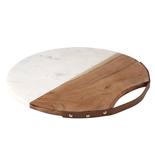 Creative Brands Santa Barbara Design Studio - Tablesugar Round Cheese Board, 14-Inch, Acacia Wood and Marble