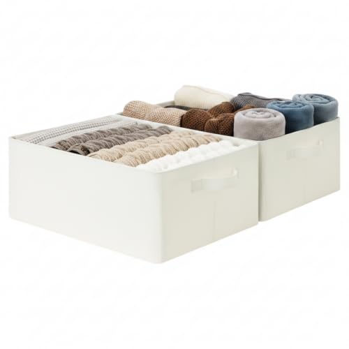 GRANNY SAYS Storage Baskets with Metal Frame, Closet Organizer Bins, Decorative Clothes Storage Bin, Foldable, Sturdy, for Organizing Shelves, Living Room, Bedroom, Blankets, Books, Beige, 2-Pack - color: Beige, size: Large - 2 Pack