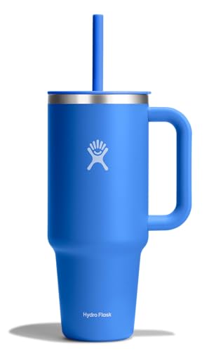 Hydro Flask Travel Tumbler with Handle, Lid and Straw - Insulated Stainless Steel in 40 Oz Cascade - color: Cascade, size: 40 Ounces