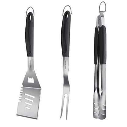 HAUSHOF Large Grill Accessories Heavy Duty BBQ Set Gifts for Men/Women - Premium Stainless Steel Spatula, Fork & Tongs, Barbecue Utensils Tool Kit Gift for Grilling Lover Outdoor - style: Original