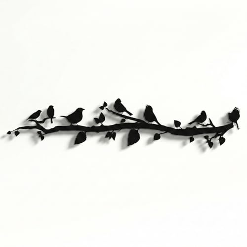 DEKADRON Metal Wall Decor, Birds on Branch, Metal Birds, Birds Sign Wall Art, Living Room Wall Art, Wall Hangings (30" W x 7" H / 75x17cm) - size: 29.5"L x 6.7"W