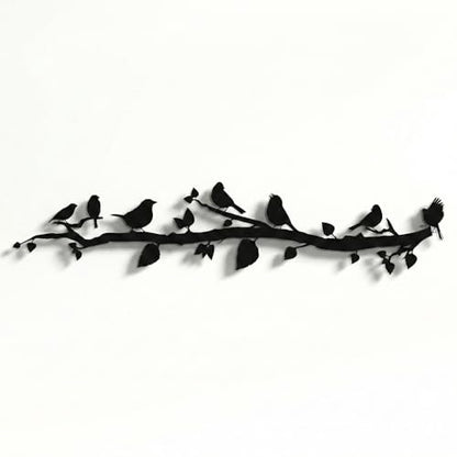 DEKADRON Metal Wall Decor, Birds on Branch, Metal Birds, Living Room Wall Art, Wall Hangings (47" W x 10" H / 118x26cm) - size: 47"L x 10"W