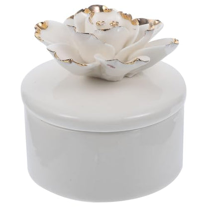 DECHOUS Small Ceramic Trinket Box with Lid - Jewelry Organizer Case for Women Girls Storage Ring, Earrings, Necklace - Gifts for Mother's Day Birthday Anniversary