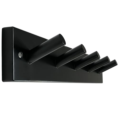 SKOLOO Coat Rack Wall Mount 17 inch, 5 Hooks, Bamboo, Shaker Style, Black | Wooden hooks for wall, painted finish, 100-lb cap, entry/bath/bed, hanging backpack coat towel hat, 16" stud spacing - color: Black, size: 17 inch