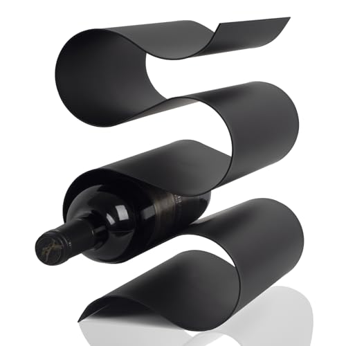 Wine Rack Countertop, Creativity Modern Small Wine Holder | Metal Wine Display Stand, Tabletop Wine Storage Organizer for Kitchen Wine Bar Inside Cabinet, Pantry Decor-5 Bottle - color: Black