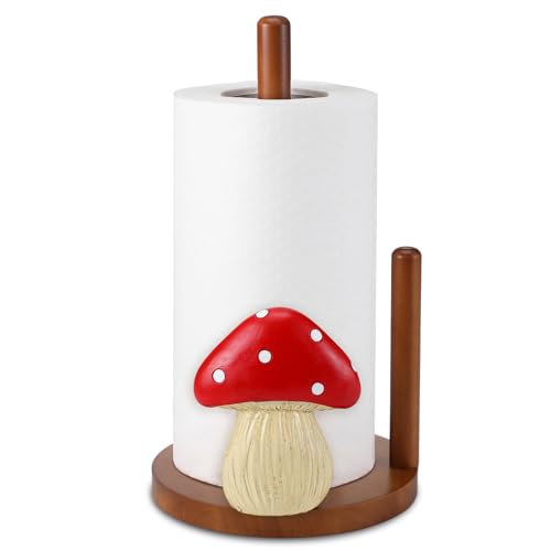 Mushroom Paper Towel Holder Cute 3D Mushroom Kitchen Decor Countertop Toilet Paper Towel Stand 12.5 Inch Resin Decorative Cottage Stuff Gifts for Cottage, Farmhouse Kitchen, Home Decor - style: Mushroom