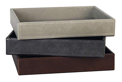 Vixdonos Leather Valet Tray Rectangular Catchall Tray Counter Organizer for Key,Jewelry,Perfume,Glasses and Watches(Brown) - color: Brown