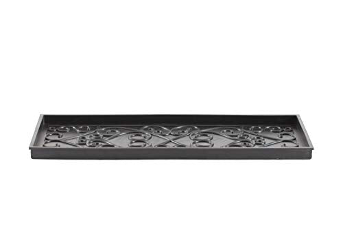 Anji Mountain AMB0BT3F-017 Black Rubber Boot/Shoe Tray with Coir, Fits 3 Pair (34.5" Wide), Cross Embossed Insert - color: Cross Embossed Insert, size: 34" x 14" x 1.5"