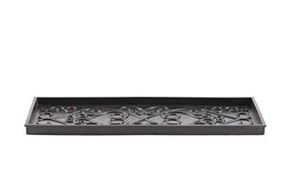 Anji Mountain AMB0BT3F-017 Black Rubber Boot/Shoe Tray with Coir, Fits 3 Pair (34.5" Wide), Cross Embossed Insert - color: Cross Embossed Insert, size: 34" x 14" x 1.5"