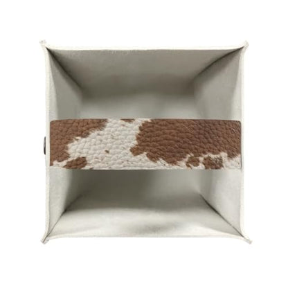 Brown Cow Fabric Tissue Box Cover Square Cube Cardboard Facial Tissue Boxes Holder Slipcover for Night Stand Bathroom Bedroom - color: Brown Cow