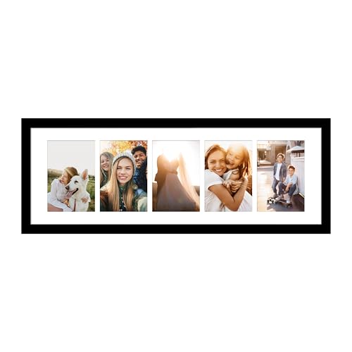 VIOLABBEY 8x24 Collage Picture Frame Black, Fits Five 4x6 Photos with Mat | Fits One 8x24 Photo without Mat, Wall Decor - color: Black, size: 8x24-1Pack