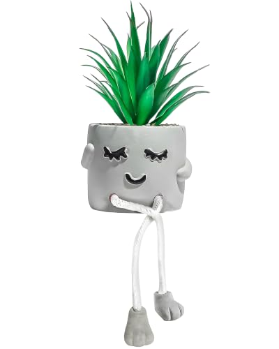 Small Fake Plants Office Decor - Fake Succulents Plants Artificial for Desk Decor- Shelf sitters with Dangling Legs - Fake Plant Office Decorations for Work - Office Decor for Women - Office - size: Suzy (Set of 1)