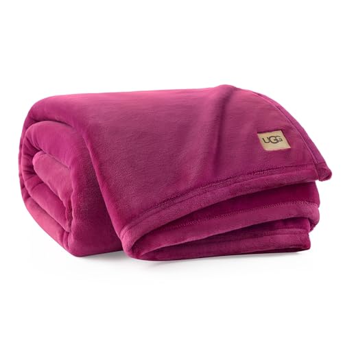 UGG Coco Throw Blanket, Ultra Soft Fleece for Couch, 50" x 70", Dark Pink | Oversized Throw, Made for Sofa and Bed, Living Room Decor, Birthday Gift, Machine Washable, Oeko-Tex Certified - color: Dark Pink, size: Throw