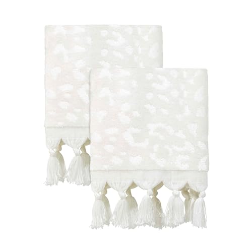 Nicole Miller - Hand Towels, Soft & Absorbent Cotton, Dorm Room Essentials, Set of 2 (Celina Collection, Cream) - size: 2pc Hand Towels