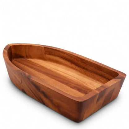 Arthur Court Boat Shape Acacia Wood Serving Bowl - Large Salad Bowl for Fruits and Snacks - 3" H x 9" W x 16" L - size: 3 inches Tall x 9 Wide 16 Long