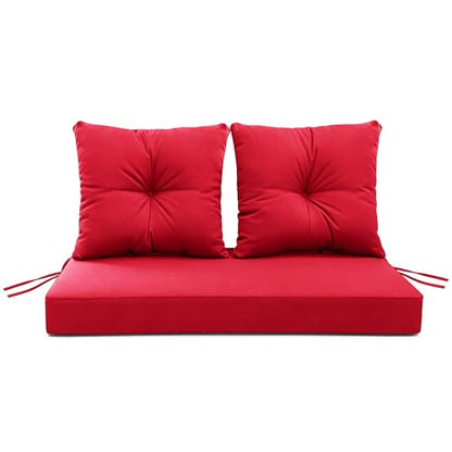 ARTPLAN Loveseat Patio Deep Seat Cushions 46"x24"x5" Bench Pad,Red | High-density foam fill, solution-dyed UV water repellent fabric, zipper removable cover fits patio swing & bench furniture - color: Red