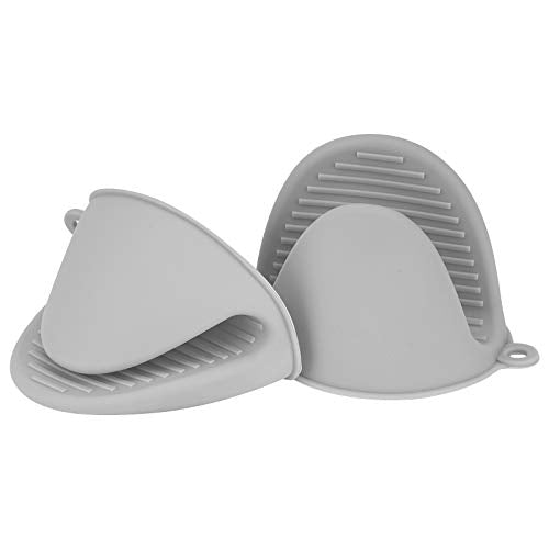 tifanso 1 Pair Heat Resistant Silicone Oven Mitts & Pot Holders for Cooking | Mini Non-Slip Pinch Grip, Food Grade Silicone, Ideal for Air Fryer Baking & Grilling, Easy to Clean & Durable - color: Gray
