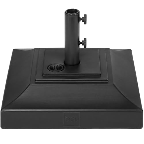 Best Choice Products Fillable Umbrella Base Stand Pyramid Design Plastic Patio Umbrella Base Stand, Pole Holder for Outdoor, Lawn w/ 55lbs Weight Capacity, Adjustment Knob - Black - color: Black, size: Non-Mobile
