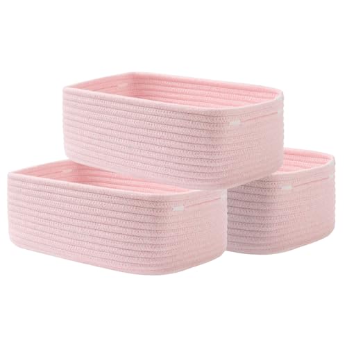 KALLAX Small Woven Storage Basket for Organizing, 12 x 8 x 4.5 inch, 3 Pack | Shelf baskets for closet organization, toy storage and home decor, Perfect as empty gift baskets for holidays, Light Pink - color: Light Pink, size: 12"L x 8"W x 4.5"H