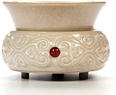 Hosley Cream Ceramic Electric Warmer for Fragrance Candle Wax Liquid Potpourri Ideal for Spa and Aromatherapy Use Brand Wax Melts and Essential Oils and Fragrance Oils - color: Gream 1