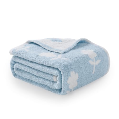 Snuggle Sac Flower Throw Blanket for Couch, Fuzzy Microfiber Warm Winter Daisy Floral Blankets, Sunflower Throws Gifts, Flower Blue, 50x60 inches - color: Flower Blue, size: Throw(50"x 60")