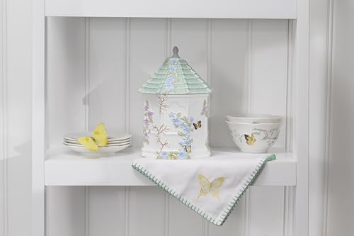 Lenox Butterfly Meadow Figural Gazebo Cookie Jar, 10-Inch, White | white porcelain earthenware, dishwasher safe | 10 x 6 inch size | floral collectible cookie jar | 10 inch, 72oz - style: Cookie Jar, Gazebo