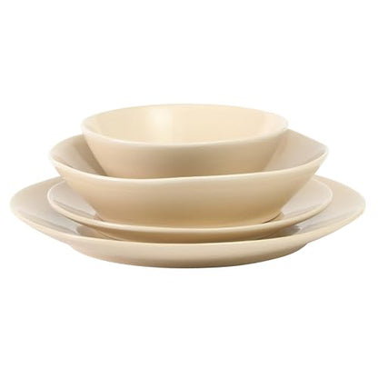 Two Time Oprah's Favorite Things Winner - Montecito Breeze 16 Piece (Service for 4) Double Plates and Bowls Stoneware Reactive Glaze Dinnerware Set - Marble Dawn Cream - color: Marble Dawn Cream