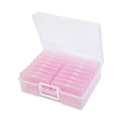 4" x 6" Photo Storage Case with Handle, 16 Inner Photo Organizer Keeper, Extra Large Storage Picture Boxes, Seed Storage, Transparent Craft Keeper (Purple) - color: Purple