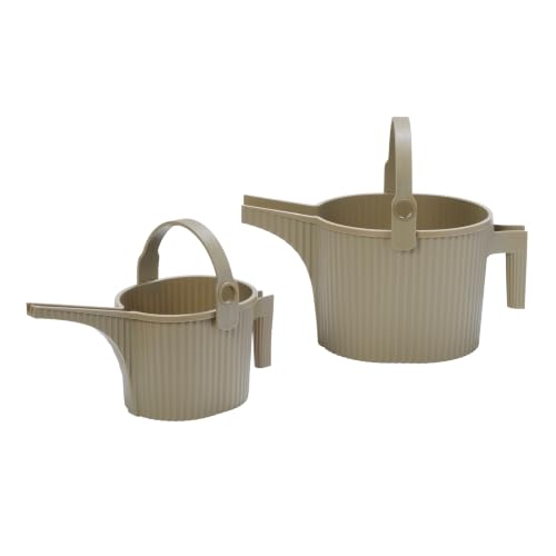 Martha by Martha Stewart Hachiman Watering Can Set of with Widened Spout | Includes Small and Large Plant Watering Can for Indoor and Outdoor Plants, Hands-Free Filling, Olive - color: Olive, size: Large and Small
