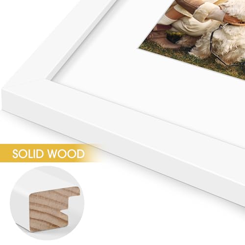 Golden State Art 11x14 White Picture Frame,Solid Wood&Real Glass,Mat 8x10 | 1 Pack 11x14 Photo Frame, White Mat Display for 8x10 Picture, Horizontal and Vertical Wall Mounting, Home Decor - size: 11x14 White, for (1) 8x10