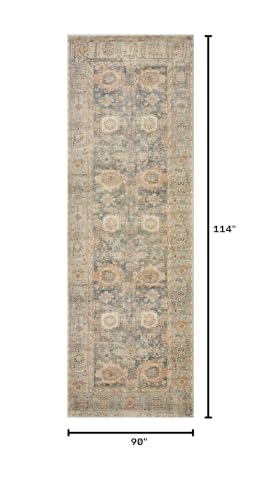 Loloi Margot Ocean/Spice 7'-6" x 9'-6" Area Rug | MAT-03 CloudPile™ Printed Approx. 8x10 Blue Living room Dining room Bedroom, Timeless, Classic, Plush, Luxurious, Area Rug - color: Ocean / Spice, size: 7'6" x 9'6" (Rectangular)
