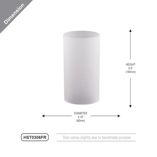WGVI Hurricane Candle Holder Sleeve, W: 3", Ht: 6", Frosted Glass Cylinder Open Both Ends, Chimney Tube Shade, 2 Pieces - color: Frosted, size: 3x6"H