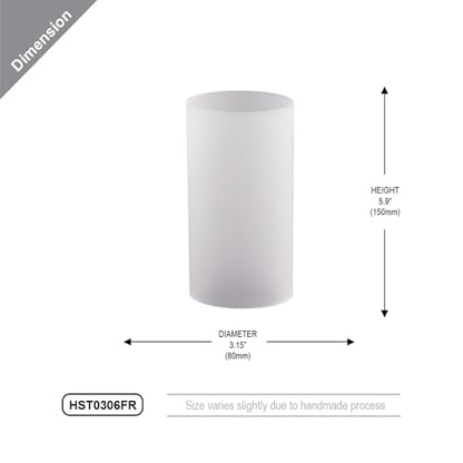 WGVI Hurricane Candle Holder Sleeve, W: 3", Ht: 6", Frosted Glass Cylinder Open Both Ends, Chimney Tube Shade, 2 Pieces - color: Frosted, size: 3x6"H