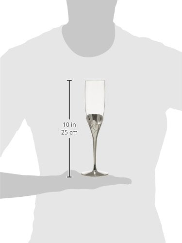 Lenox True Love Silverplate Champagne Flutes, Set of 2 | Hand wash only | 9.5 inch height | wedding keepsake gift with heart design | 6oz, champagne flutes set - size: 6 Ounces, style: Flute Pair
