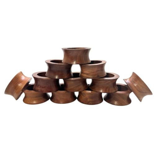 Napkin Holder Set of 12 Handmade Acacia Wood Dining Table Napkin Ring Classic Everyday Thanksgiving Holiday Christmas Festive Party Gift Farmhouse Décor - size: Concave - Set of 12