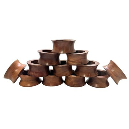 Napkin Holder Set of 12 Handmade Acacia Wood Dining Table Napkin Ring Classic Everyday Thanksgiving Holiday Christmas Festive Party Gift Farmhouse Décor - size: Concave - Set of 12