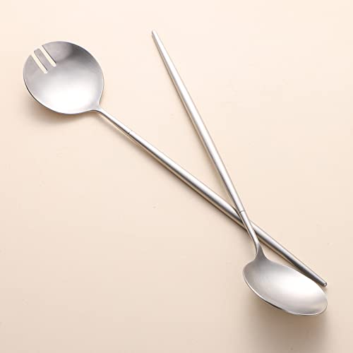 Salad Servers,Spoon and Fork Set 11.41 inch,18/10 Stainless Steel Salad Serving Silver - color: silvelr