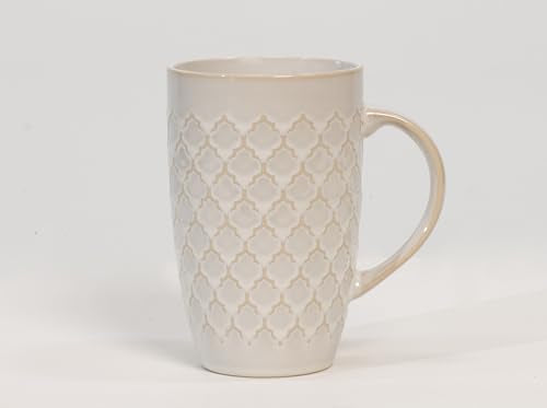 House Beautiful Versatile Classic Stoneware Mug Set – 22 oz, Set of 4 (Linen Hues) - color: Linen Hues