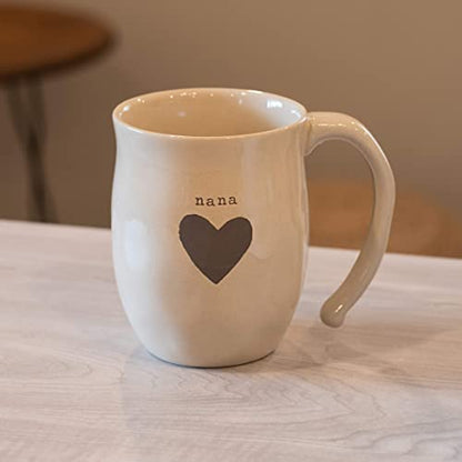 DEMDACO Warm Heart Ivory Ceramic Stoneware Nana Heart Mug, 16 oz | Meaningful Coffee Mug for Cherished Relationship Reminders, Curved Handle, Comfy Grip, Hand-Thrown, Microwave-Safe - style: Nana