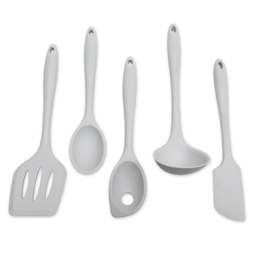 Chef Craft - Premium Silicone Kitchen Tools and Utensils Set, Non-Scratch, Withstands Temperatures up to 450°F, BPA-Free, 5 Piece Cooking Utensils Set, Gray - color: Gray, size: 5 Piece Set