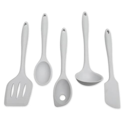 Chef Craft - Premium Silicone Kitchen Tools and Utensils Set, Non-Scratch, Withstands Temperatures up to 450°F, BPA-Free, 5 Piece Cooking Utensils Set, Gray - color: Gray, size: 5 Piece Set