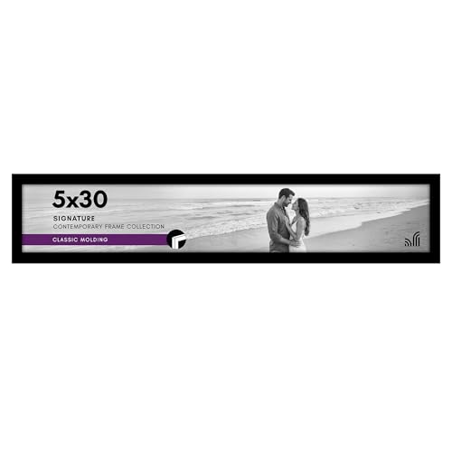 Americanflat 5x30 Picture Frame - Engineered Wood - Black | Polished plexiglass front, hangs vertical or horizontal, sawtooth hangers included, fits photos, posters and art - color: Black, size: 5x30