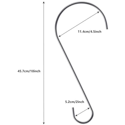 Hotop 6 Pieces 18 Inch Heavy Duty Big S Hooks Bird Feeder Rustproof Garden Stainless Steel Hook for Tree Branch, Kitchen, Bird House, Plants, Baskets, Lanterns and Bicycles(Silver) - color: Silver, size: 18 Inch